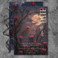 Moody Noir Gothique Moon & Red Roses Mariage