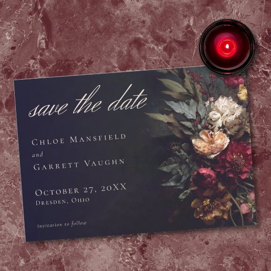 Save The Date Moody Romantic Dark Floral Gothic Wedding