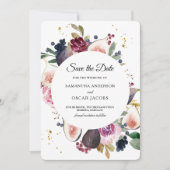 Save The Date Moody & Rustic Bourgogne Cadre Floral & Berry (Devant)