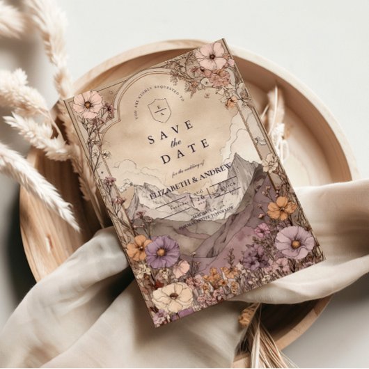 Save The Date Moody Wildflower Mountain Wedding