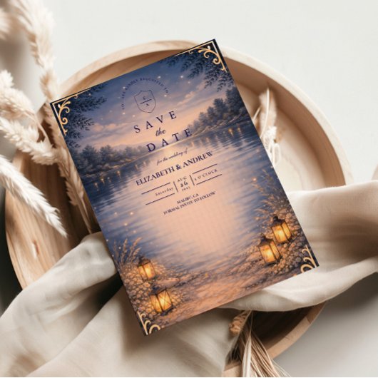 Save The Date Moonlit Lake Forest Romance Wedding