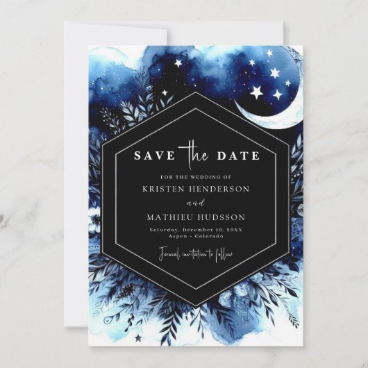 Save The Date Moonlit Rustique minimal Mariage (Devant)