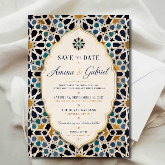 Save The Date Moroccan Mosaic Elegant Mediterranean