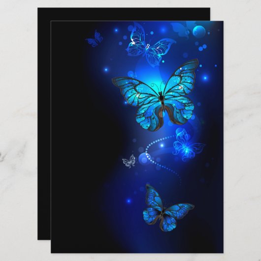 Save The Date Morpho Butterfly in the Dark Background (Devant / Derrière)