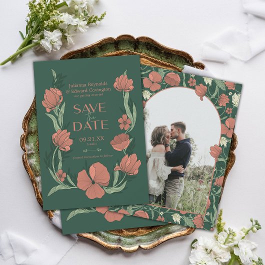 Save The Date Morris Terre cuite & Fleurs Photo