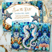 Save The Date Mosaic Seahorses Plage romantique
