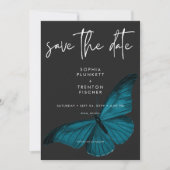 Save The Date Mosaïque foncée Minimal Turquoise Moth Photo Maria (Devant)