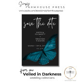 Save The Date Mosaïque foncée Minimal Turquoise Moth Photo Maria