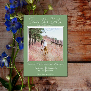 Save The Date Moss Green Minimaliste Photo Enregistrer La Date