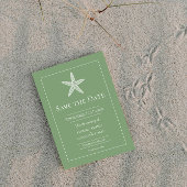 Save The Date Moss Green Starfish Monogramme Photo