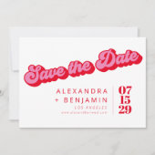 Save The Date Motif à carreaux rose rouge gras rétro mode (Devant)
