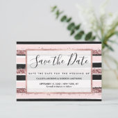 Save The Date Motif à rayures pailletées rose gold et noir fémin (Debout devant)