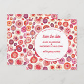 Save The Date Motif Abstrait rose (Devant / Derrière)