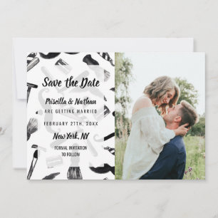 Save The Date Motif d'aquarelle Mustache Razor Shaver