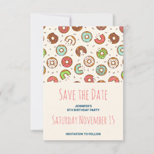 Save The Date Motif de beignets colorés de style rétro