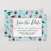 Save The Date Motif de cône de crème glacée à la menthe rose (Devant / Derrière)