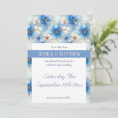 Save The Date Motif de fleurs bleues (Debout devant)