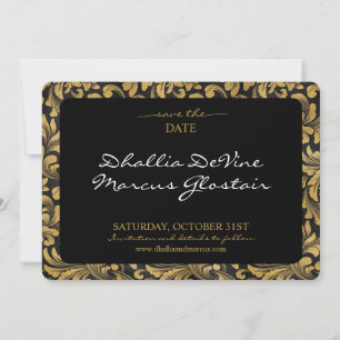Save The Date Motif de goth noir et or