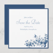 Save The Date Motif de la chinoiserie bleu et blanc (Devant / Derrière)