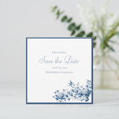 Save The Date Motif de la chinoiserie bleu et blanc (Debout devant)
