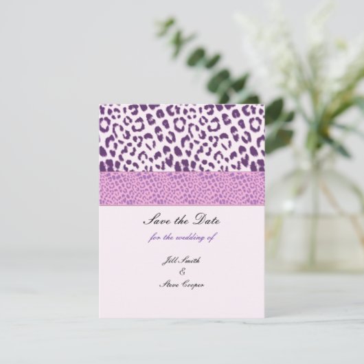 Save The Date Motif de léopard violet Enregistrer la date (Debout devant)