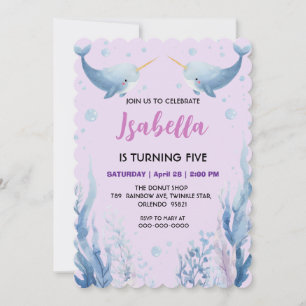 Save The Date Motif de poisson narval mignon Aquarelle sous la m