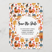 Save The Date Motif de Thanksgiving avec dindes et écussons (Devant / Derrière)