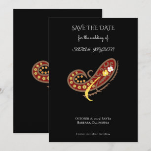 Save The Date Motif de tissu floral – Affiche de clip art Paisle