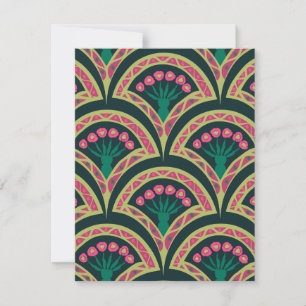 Save The Date Motif de ventilateur floral rose et vert
