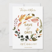 Save The Date Motif floral aquarelle aux tons automnaux rustique (Devant)
