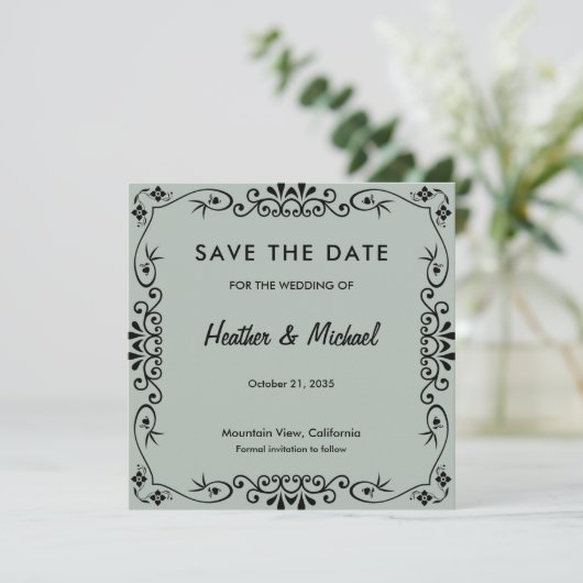 Save The Date Motif floral pour mariage à date fixe (Debout devant)