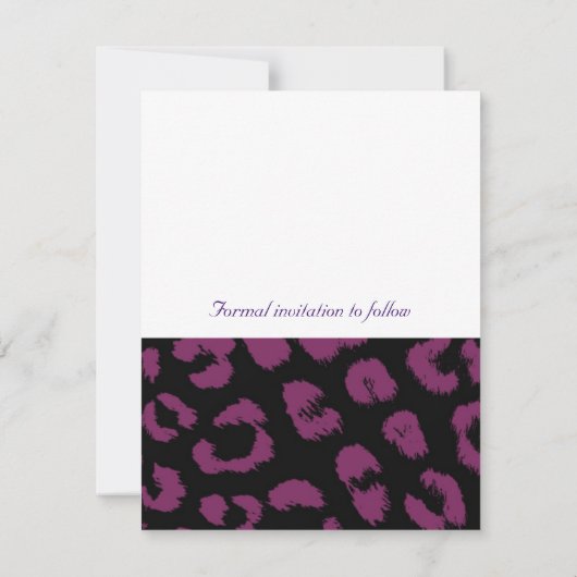 Save The Date Motif Léopard Noir Violet Enregistrer la date (Dos)