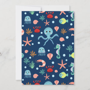 Save The Date Motif mignon de vie marine de l'océan