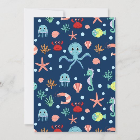 Save The Date Motif mignon de vie marine de l'océan (Devant)
