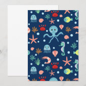 Save The Date Motif mignon de vie marine de l'océan (Devant / Derrière)