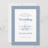 Save The Date Motif moderne Dusty Blue Fiançailles Mariage Enreg (Devant)