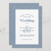 Save The Date Motif moderne Dusty Blue Fiançailles Mariage Enreg (Devant / Derrière)