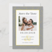 Save The Date Motif moderne jaune et gris | Enregistrer la photo (Devant)