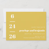 Save The Date Motif rétro Gras Typographie Mariage jaune (Devant)