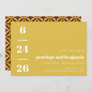 Save The Date Motif rétro Gras Typographie Mariage jaune