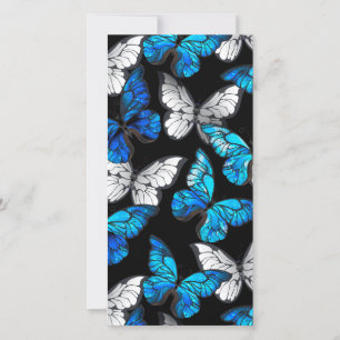 Save The Date Motif sans couleur foncée avec papillons bleus Mor