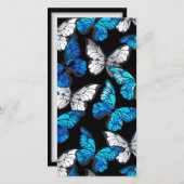 Save The Date Motif sans couleur foncée avec papillons bleus Mor (Devant / Derrière)