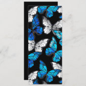 Save The Date Motif sans couleur foncée avec papillons bleus Mor (Devant / Derrière)