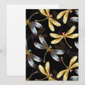Save The Date Motif sans couture avec libellules d'or (Devant / Derrière)