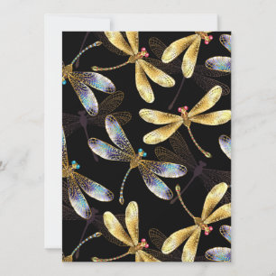 Save The Date Motif sans couture avec libellules d'or