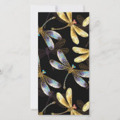 Save The Date Motif sans couture avec libellules d'or (Devant)