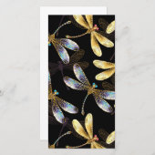 Save The Date Motif sans couture avec libellules d'or (Devant / Derrière)