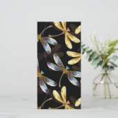 Save The Date Motif sans couture avec libellules d'or (Debout devant)