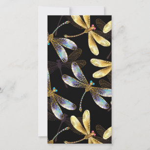 Save The Date Motif sans couture avec libellules d'or