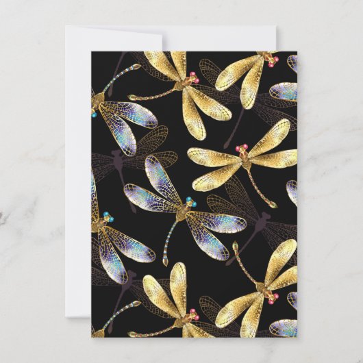 Save The Date Motif sans couture avec libellules d'or (Devant)